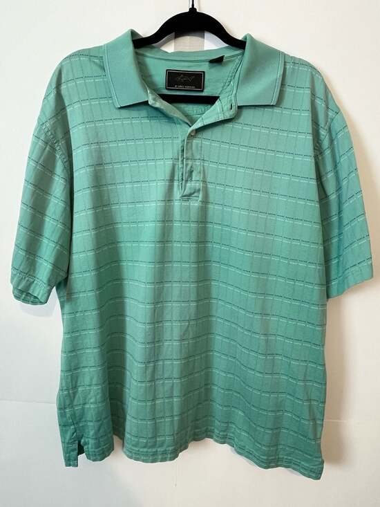 Greg Norman Other - Greg Norman Men's Green Striped Short Sleeve Polo Shirt Size Large